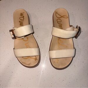 Sam Edelman Augustine Platform Sandals Womens Double Strap Cream Slip On Sz 7.5